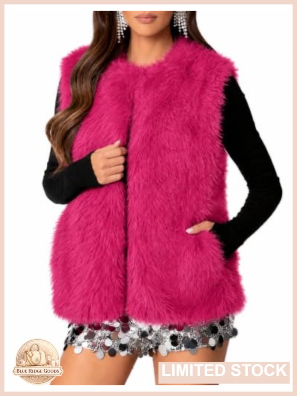 Women's Cropped Faux Fur Vest Sleeveless Furry Coat